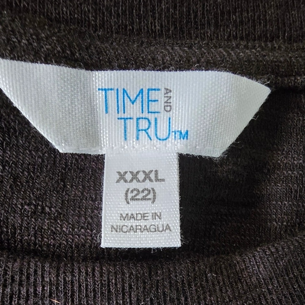 TIME AND TRU Puff Sleeve Crew Neck Long Sleeve T Shirt Top XXXL Black 3X 3XL 22 - Picture 4 of 5
